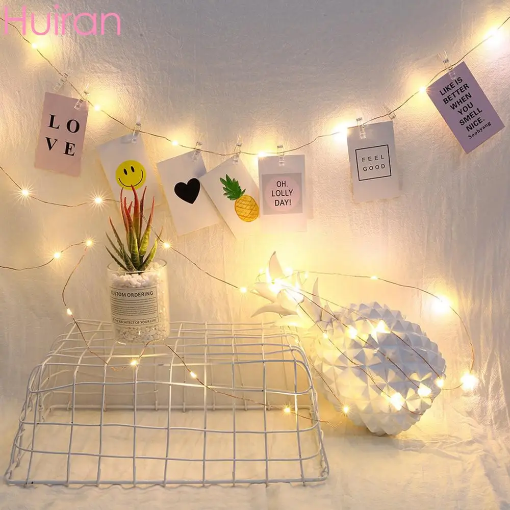Huiran LED Photo Clip String Lights Rustic Wedding Decor Weeding Decoration For Wedding Birthday Party Supplies Christmas Party