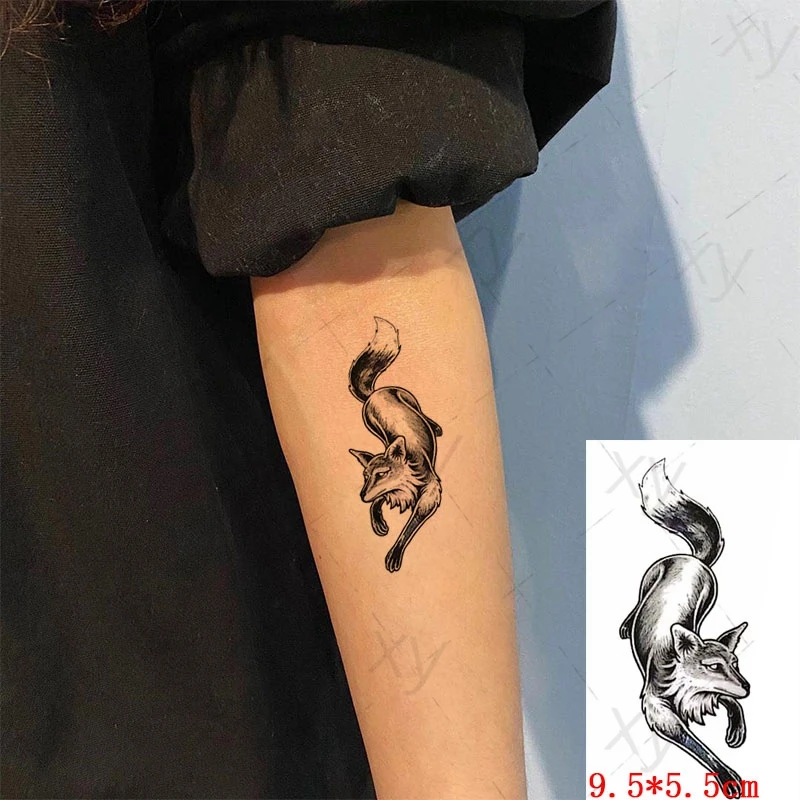 Waterproof Temporary Tattoo Sticker Fox Wolf Tail Totem Element Small Size  The Body Art Flash Tatoo Fake Tatto For Woman Men - AliExpress