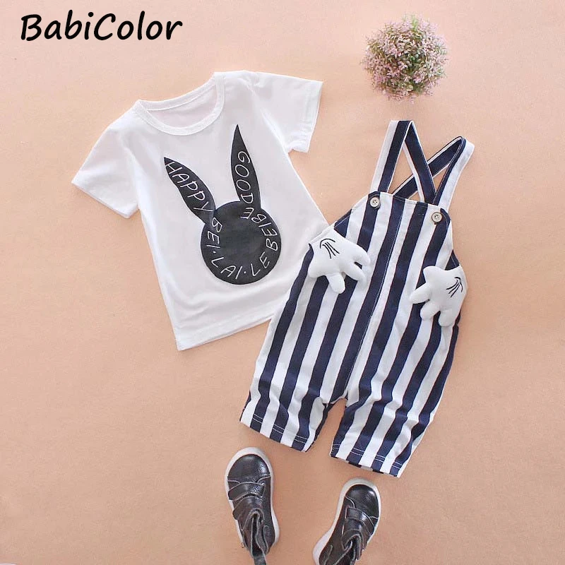 Conjuntos de ropa de niño pequeño, camiseta + monos, pantalones, traje deportivo para recién nacido, moda para bebé, verano, 2 uds.