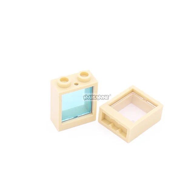 MARUMINE 10PCS Window 1x2x2 Flat Front 60592 with Trans Clear GlassTran 60601 MOC Bricks House Parts Assembling Building Blocks 4