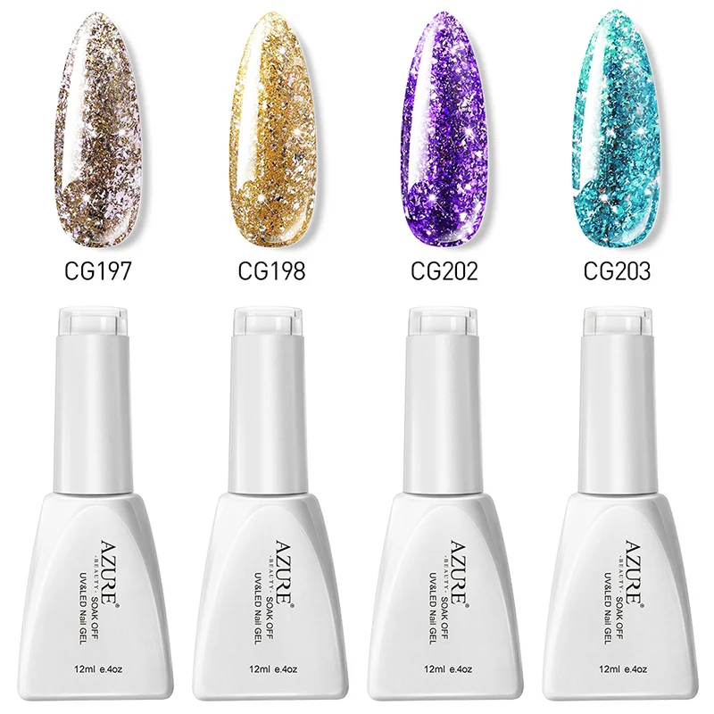 4PCS Azure beauty 6 шт/4 шт Платиновые Блестки УФ-гель для ногтей впитывающийся Блестящий лак для ногтей набор гель-лака с алмазным блеском - Цвет: 4PCS