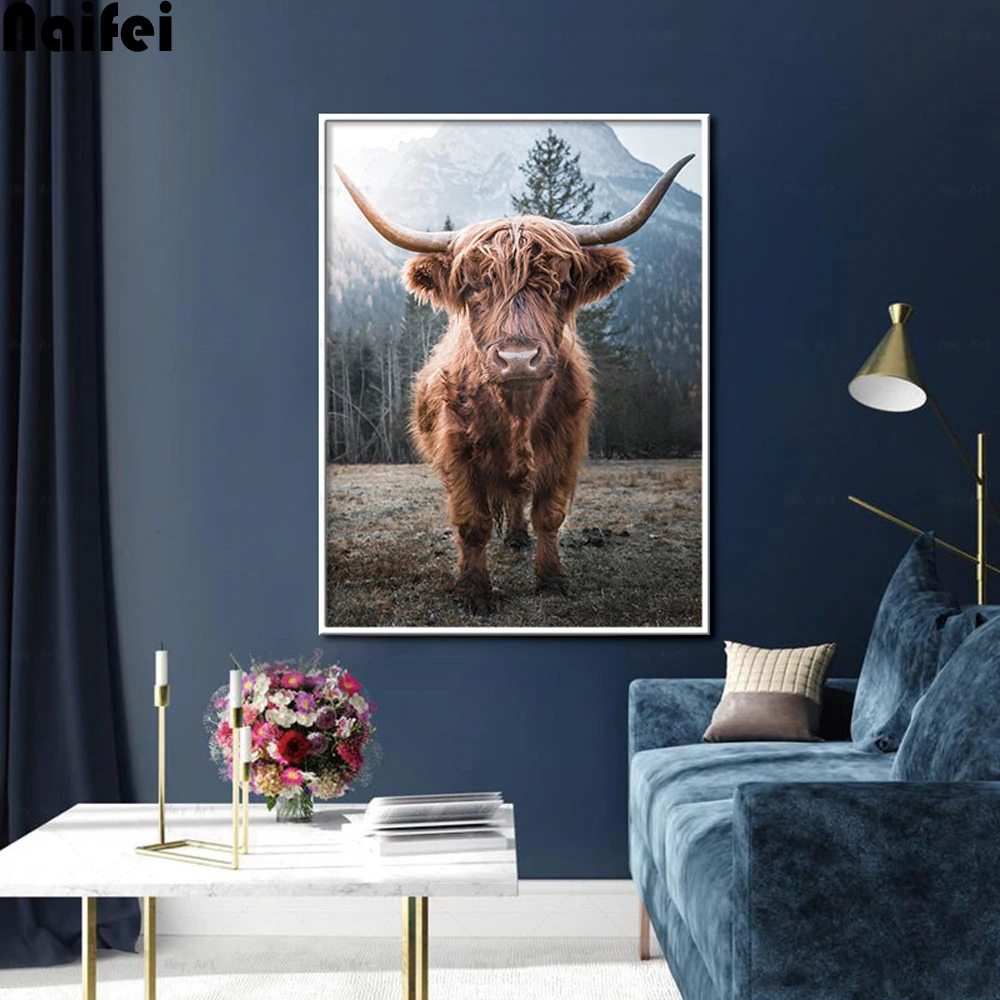 Animal-Print-Nordic-Poster-Canvas-Painting-Brown-Highland-Cow-Wall-Art-Living-Room-Decoration-Pictures-Home (3)
