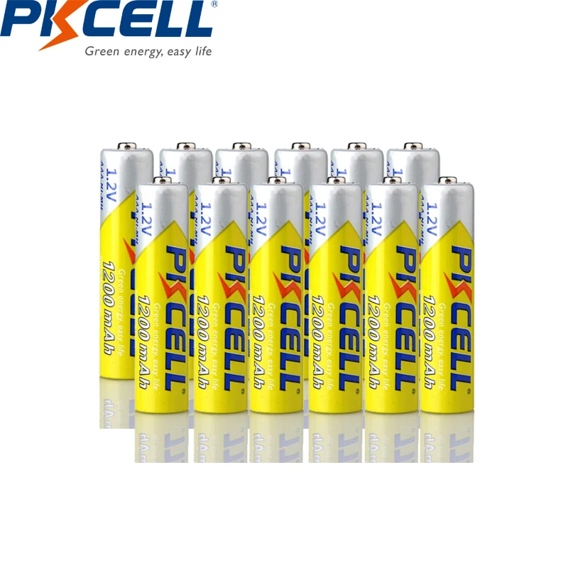 Pkcell 12pc Aaa Battery 1.2v Nimh Aaa Rechargeable Batteries Capacity