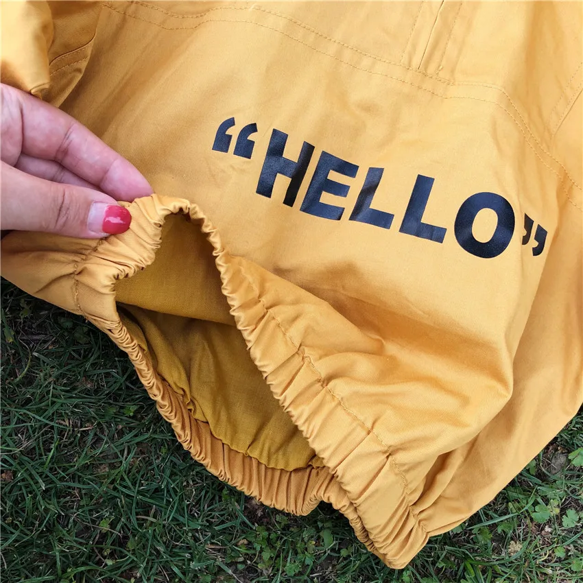 Осень года, Новое Детское пальто с капюшоном и принтом «HELLO» для мальчиков и девочек, короткая куртка с длинными рукавами модная детская одежда