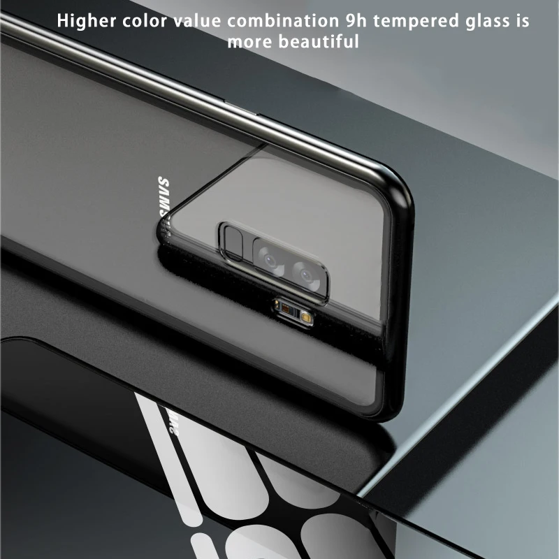 Адсорбция второго поколения магнитное металлическое двойное закаленное стекло чехол для samsung Galaxy M30 M20 A8 PLUS A9 A7 чехол