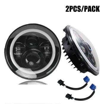 

2PCS 7inch Round Led Headlight High Low Beam Light Halo Angle Eyes DRL Headlamp For Jeep Wrangler Off Road 4x4 Motorcycle