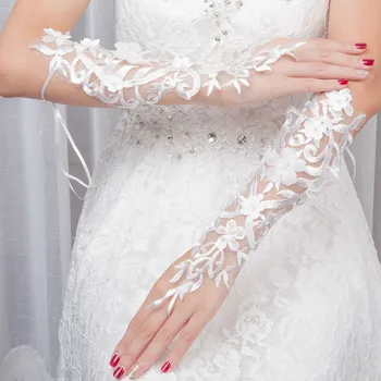

1PCS New Wedding Gloves Long Wedding Dress Lace Back Long Long Gloves