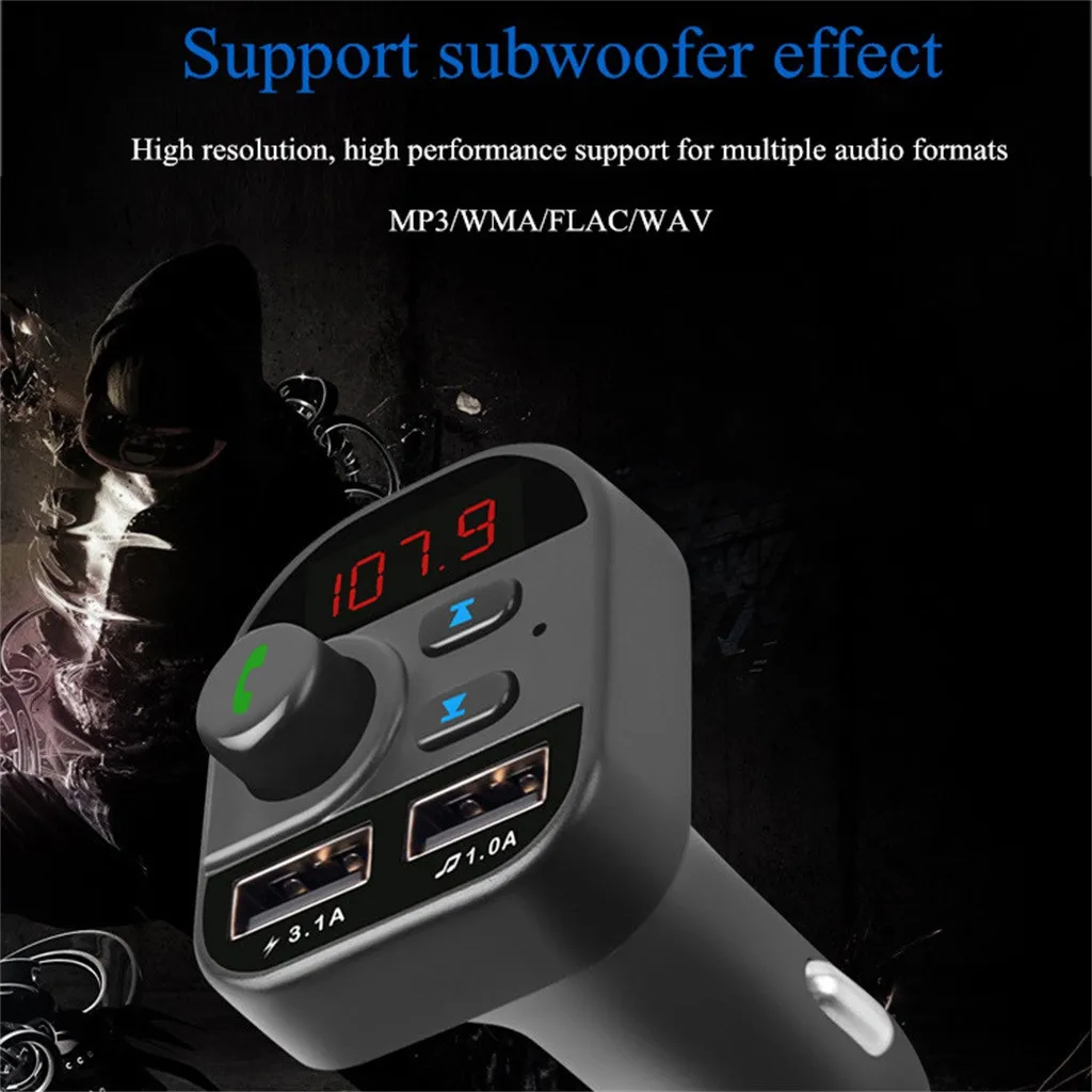 Fm-передатчик Aux модулятор Bluetooth Handsfree автомобильный комплект автомобильный аудио mp3-плеер с 3.1A Быстрая зарядка двойной USB Автомобильное зарядное устройство