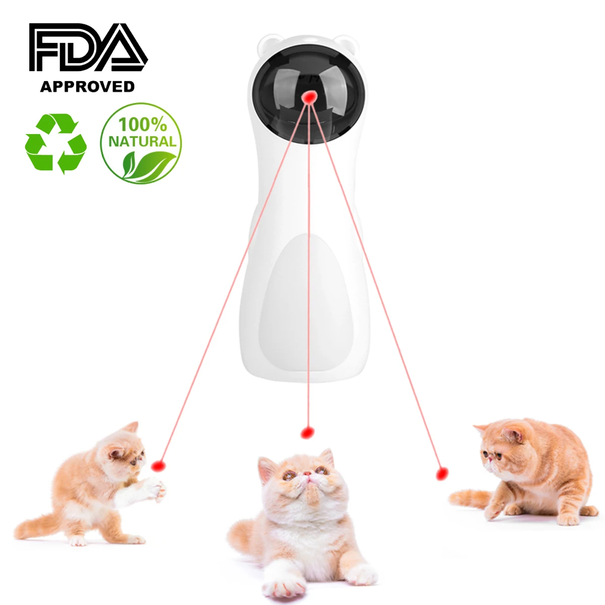 Angle Adjustment/5 Gear Cat Interactive Toy LED Laser Toy Auto Rotating Cat Exercise Training Entertaining Adjustable USB Charge