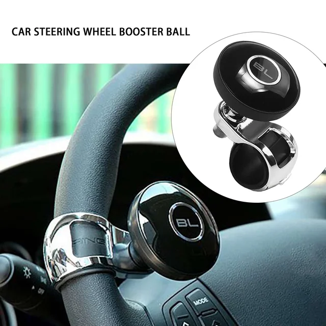 Boost Your Driving Experience with the Universal Black Metal Steering Wheel Helper Grip Spinner Knob