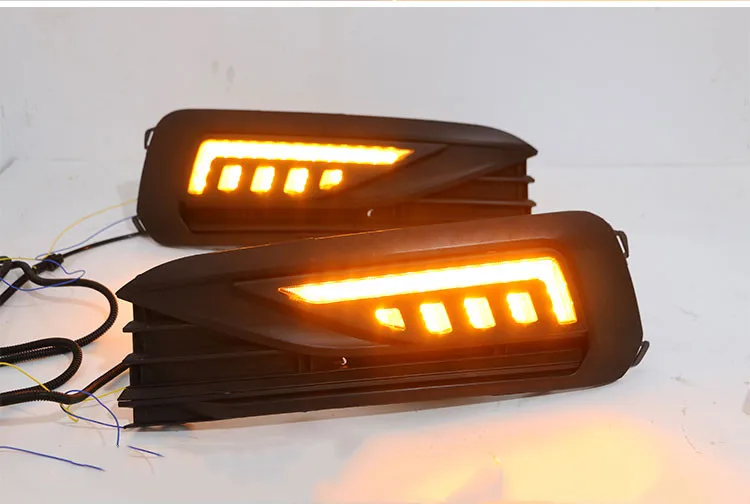 EOsuns led drl Дневной ходовой светильник для Volkswagen Lavida- с динамическим движущимся желтым поворотником и синим ночным светильник