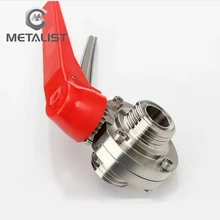 Металлист 1," SS304 нержавеющая сталь санитарно ручной водный Дроссельный клапан T тип/SMS резьба с пластиковой многопозиционной ручкой