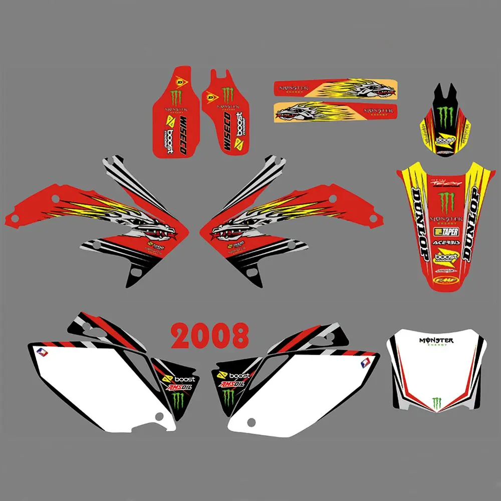 

New Full Graphics Decals Stickers Custom Number Name Glossy Bright Stickers Waterproof for HONDA CRF450R CRF450 2008