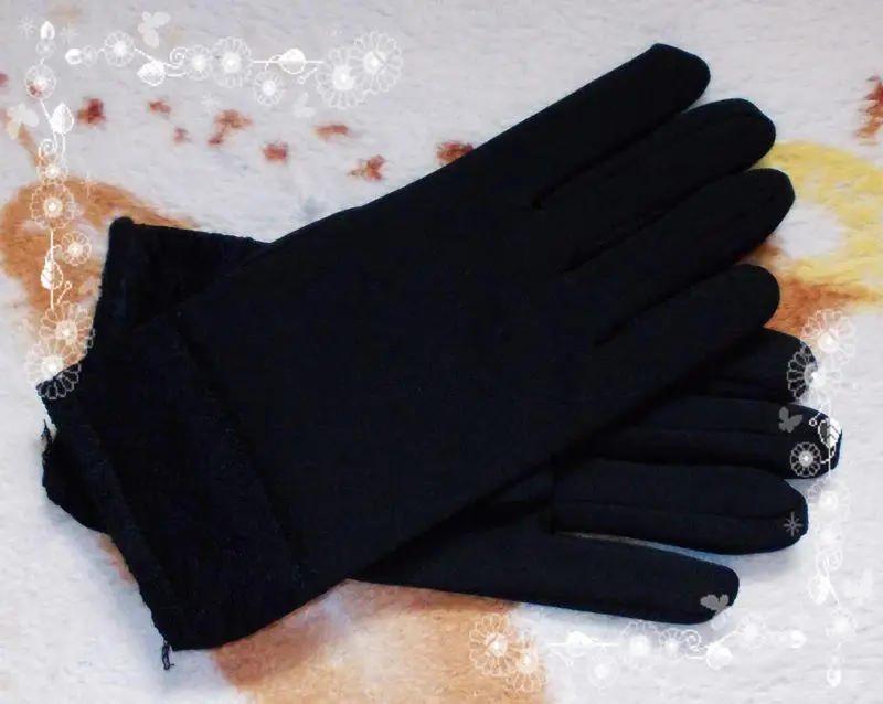 Белые дешевые свадебные перчатки солнцезащитные плюс бархатные теплые вышитые свадебные эластичные перчатки Аксессуары для невесты перчатки для пальцев - Цвет: black