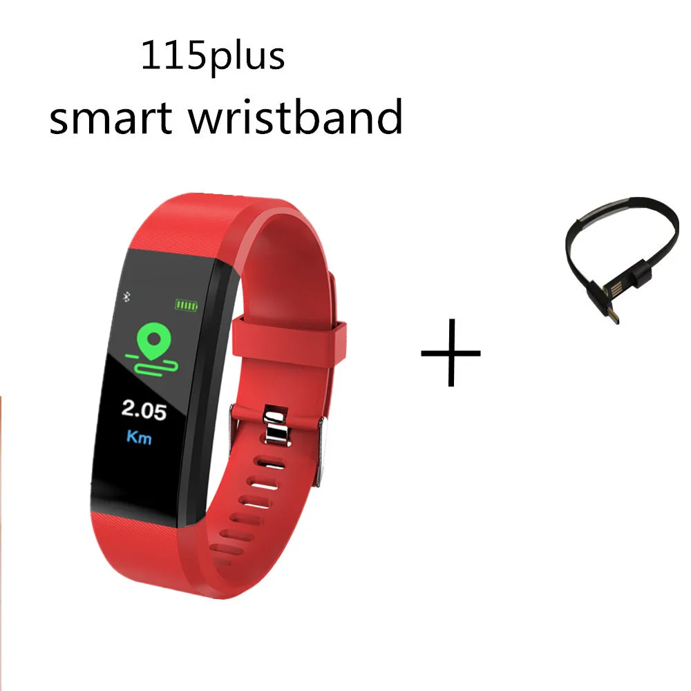 115plusonegifts Смарт-часы с Bluetooth, мужской браслет, измеритель пульса, кровяного давления, фитнес-трекер для Ios, Android, для xiaomi redmi iphone - Цвет: 115plusonegifts