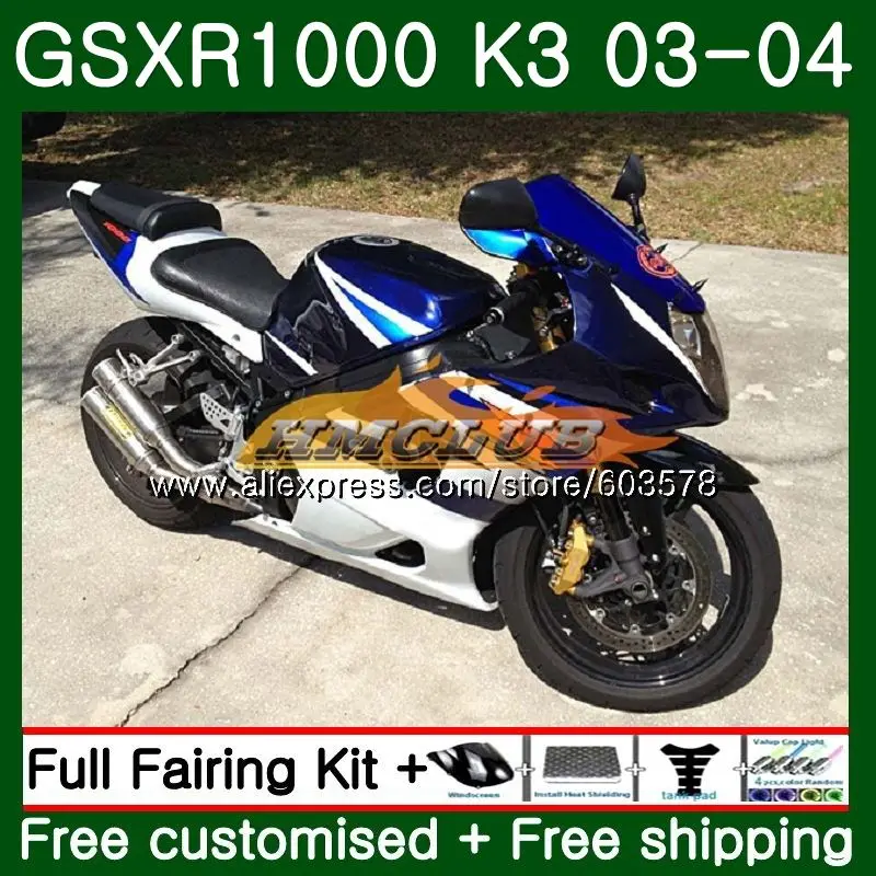 Корпус для SUZUKI GSXR-1000 1000CC GSXR1000 03 04 10CL. 29 новых сине-белые GSX-R1000 GSX R1000 03 04 K3 GSXR 1000 2003 2004 обтекатели