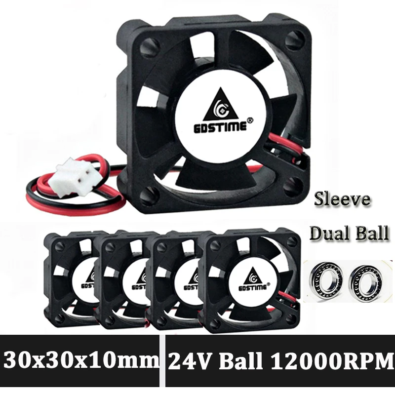 Gdstime 30 мм 24 в вентилятор 3010 2Pin шариковый подшипник 3 см 30x30x10 Мини DC Бесщеточный