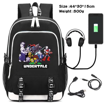 

Game Undertale Sans Cosplay USB Charging Backpack Student School Shoulder Bag Laptop Travel Rucksack Gift