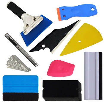 

9 Kinds Vehicle Glass Protective Film Car Window Wrapping Tint Vinyl Installing Tool Squeegees Scrapers Film Cutters Felts