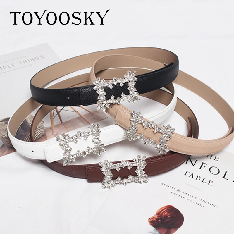 TOYOOSKY Новая мода Весна Лето PU кожаный пояс кристалл горный хрусталь нерегулярные пряжки украшения длинные ремни для женщин