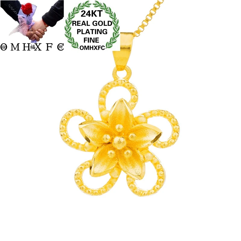 OMHXFC Jewelry Wholesale PN384 European Fashion Hot Fine Woman Girl Party Birthday Wedding Gift Flower 24KT Gold Pendant Charm | Украшения