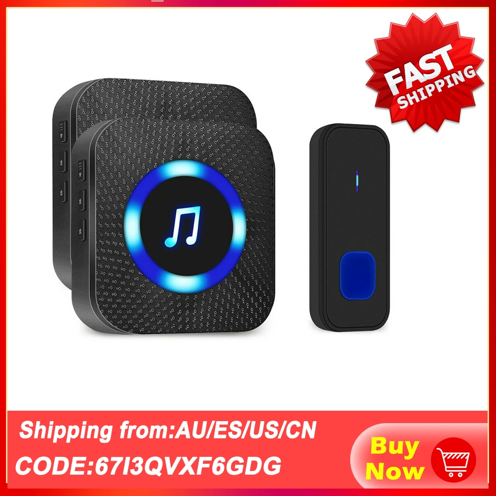 SAMTIAN-timbre de puerta impermeable para exteriores, campana de bienvenida inalámbrica LED de 1000 pies, timbres inteligentes de seguridad para el hogar