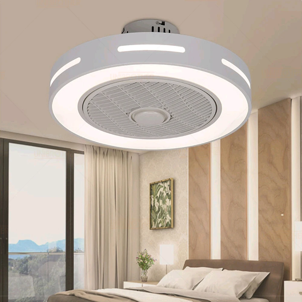 50cm LED smart remote control ceiling fan with light suppot mobile phone app invisible fans home decora lighting circular round