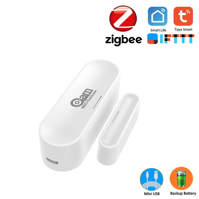 

Умная сигнализация NEO Tuya Zigbee 3,0 для дверей и окон гаража, охранная сигнализация с питанием от аккумулятора или USB-зарядкой, совместима с умным концентратором TUYA
