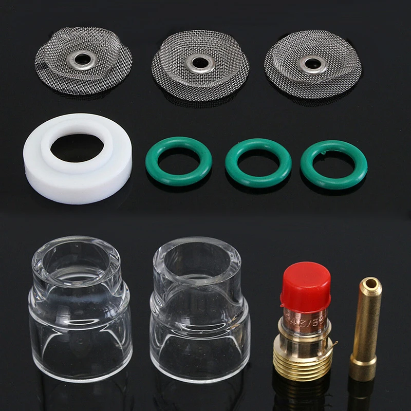 

Set Welding Accessories Tools Repair Fixing Metalworking Screen US TIG Lens Torch Pyrex Silicone Cup