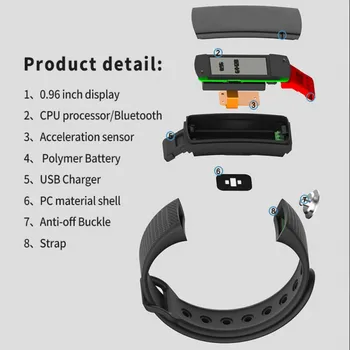 

For Android 5.0 For IOS 8.0 Waterproof IP67 Smart Band Sports Smart Bracelet Heart Rate Blood Pressure Sleep Monitor Smartwatch