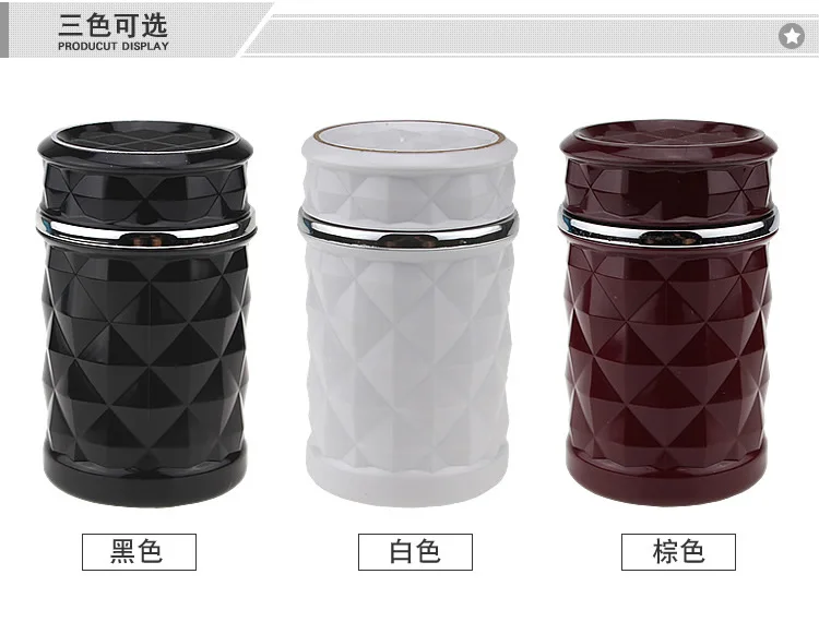 Car Diamond Split Surface Automobile Ashtray Car Ashtray with LED Light Car Ashtray