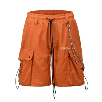 

Silver Chain Cargo Track Shorts Summer Relaxed Drawstring Jog Shorts
