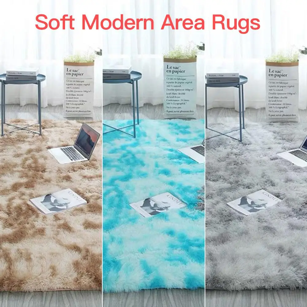 

Thicker Carpet European Fluffy Fashion Bedroom Carpet Bay Window Bedside Mat Personality Blanket Gradient Color Living Room Rugs