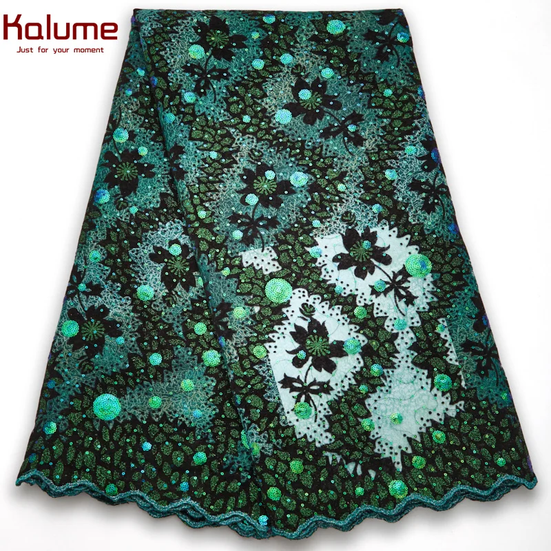 

Kalume Starry African Velvet Lace Fabric Sequins 2021 High Quality Nigerian Lace Fabric Extremely Beautiful Unique For Sew H2612