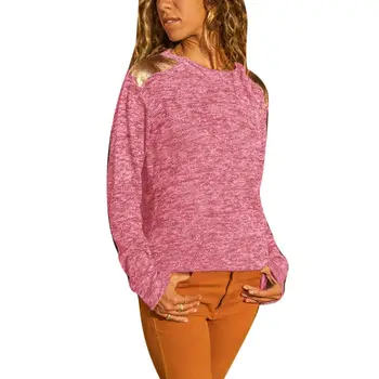 

Winter Women Solid Color Loose Long Sleeve Round Neck Sweater Knitted Pullover