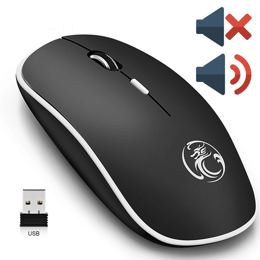 iMice Wireless Mouse Silent Computer Mouse 1600 DPI Ergonomic Mause Noiseless Sound USB PC Mice Mute Wireless Mice for Laptop