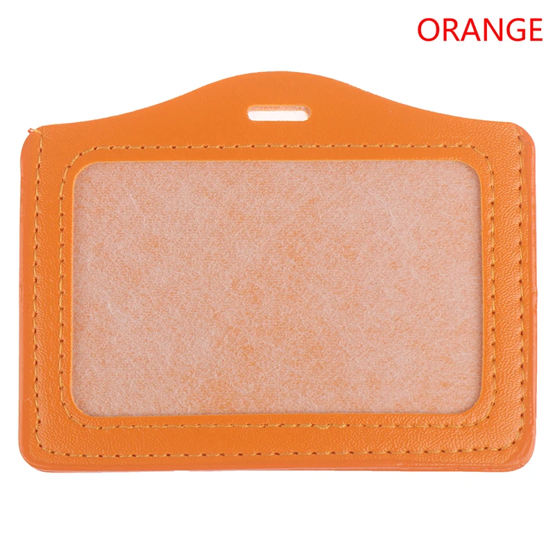 Orange Мужские визитные карточки для бейджиков чехол PU держатель для карт женский работник Прозрачный чехол для карт студенческий из искусственной кожи кличка держатель для карт - Цвет: Orange