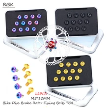 RISK 12PCS M5x10MM Disc Screw Titanium Alloy Mountain Bike T25 Plum Disc Brake Disc Fixing Screw