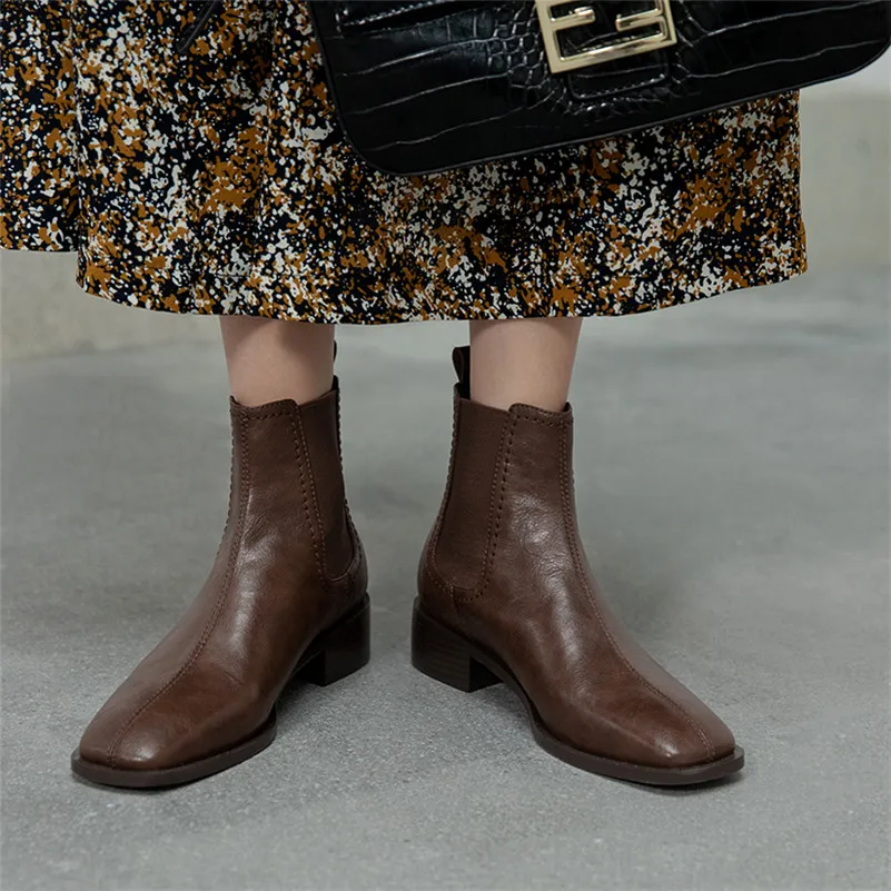 Meotina Chelsea Boots Women Shoes Real 