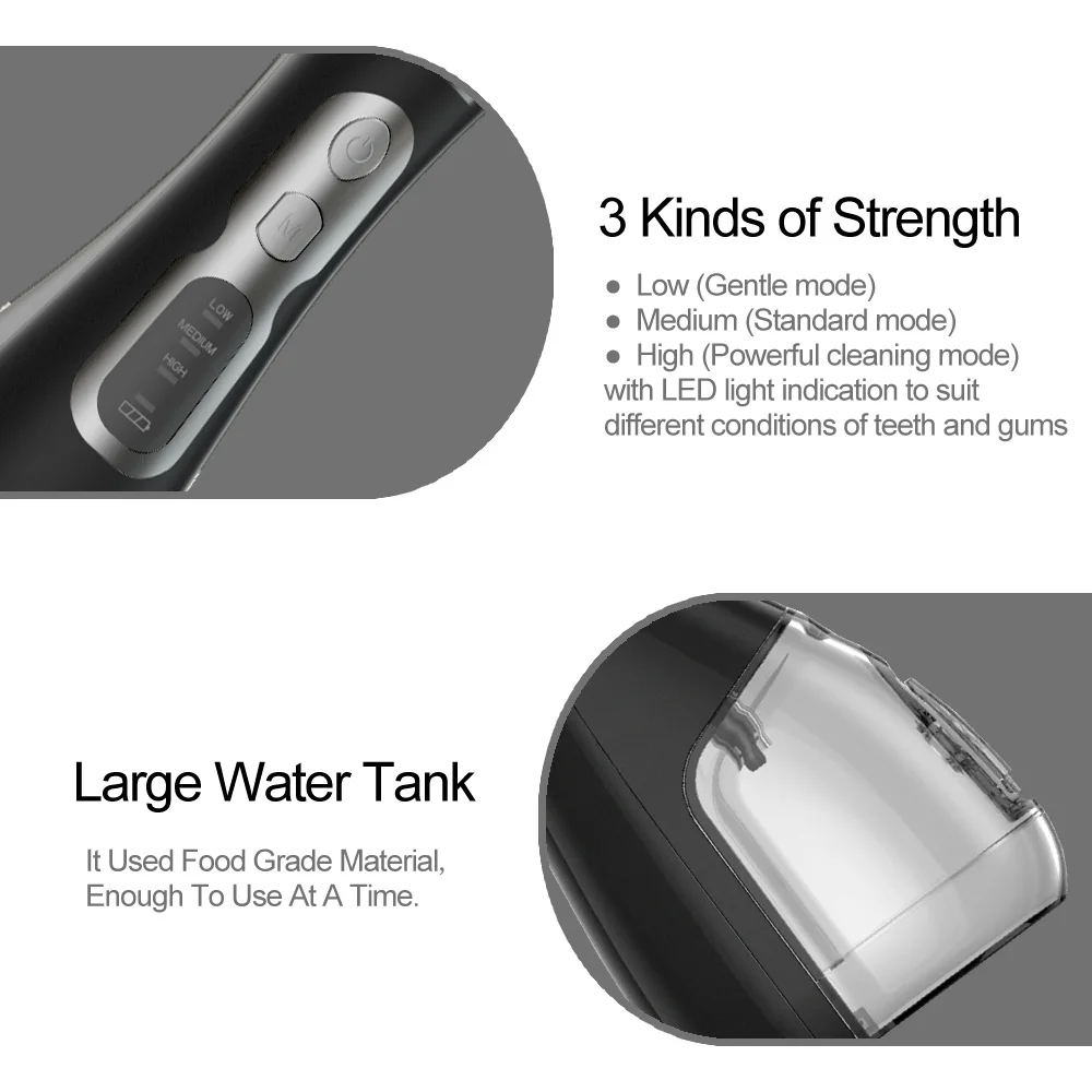  Oral Irrigator Dental Portable Water Flosser 4 Tips USB Rechargeable Water Jet Flosser Pick Irrigat
