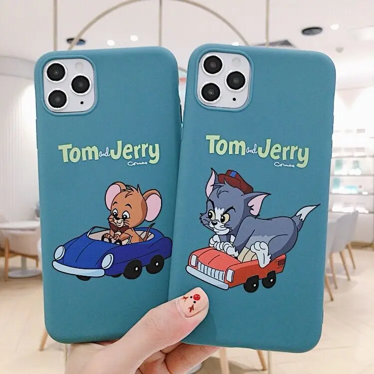 

Cute Cartoon anime Cat mouse Couples Phone Cover Case For Iphone X 11 pro Xs Max Xr 10 8 7 6 6s Plus Luxury Soft Coque Fundas