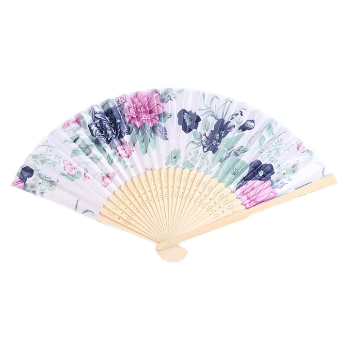 12 Colorful Chinese Bamboo Folding Hand Fan Flower Floral Wedding Dance Party Decor Au08 19 Dropship - Color: 12