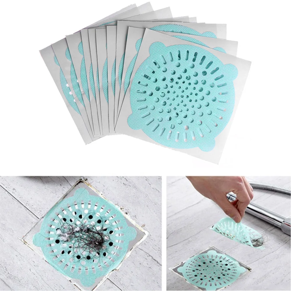 10PC Disposable Bathroom Kitchen Floor Drain Sticker Hair Filter Waste Sink Strainer Non-woven fabric Cleaning Paper Home Supply | Дом и сад
