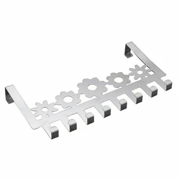 

40*22cm Stainless Steel Bathroom Towel Clothes Kitchen Hanger Rack 8 Hooks Over The Door Stainless Steel
