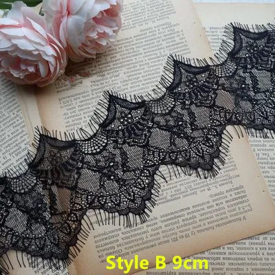 style B black 6 метров изысканные волнистые ресницы кружево своими руками свадебная вуаль сшивание украшение Домашняя одежда украшения на шею - Цвет: style B black