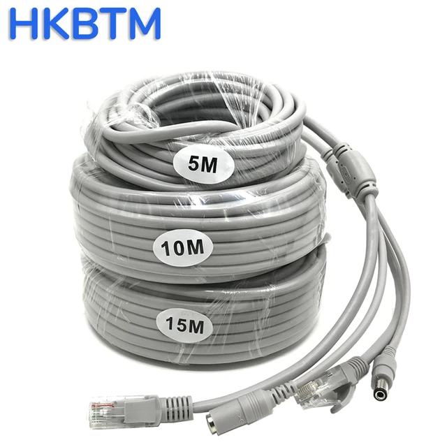 Hkbtm alta qualidade rj45 cctv cabo ethernet dc alimentação cat5 cabo de  rede lan poe cabo para câmera ip poe nvr concatenon - AliExpress