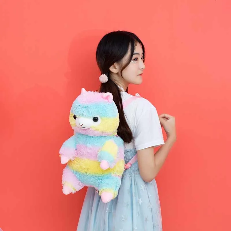 40 см Kawaii альпака мягкие и плюшевые животные рюкзак Радуга Мягкая Кукла Плюшевая сумка на плечо день рождения дети девочки подарок