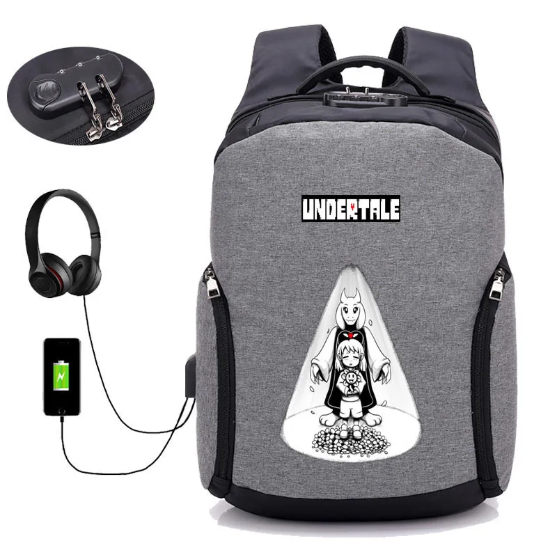 Аниме игра Undertale рюкзак usb зарядка рюкзак для мужчин wo мужчин дорожные сумки студенческая книга рюкзак ноутбук посылка - Цвет: 08