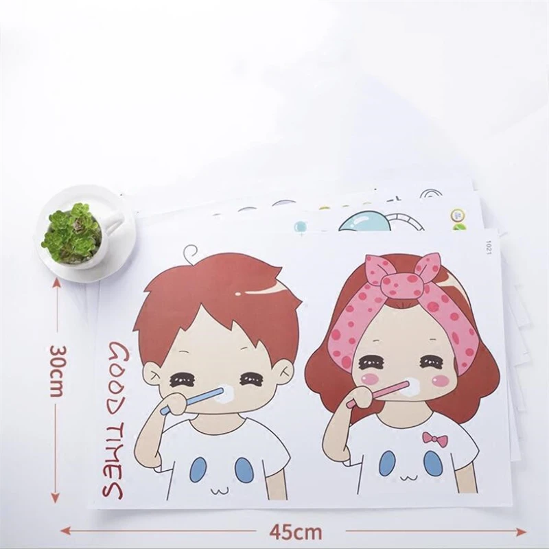 

1PC GOOD TIMES Wall Sticker Brush your teeth in the morning evening For Bathroom Mirror Tile wall decoration stickers 30*45cm