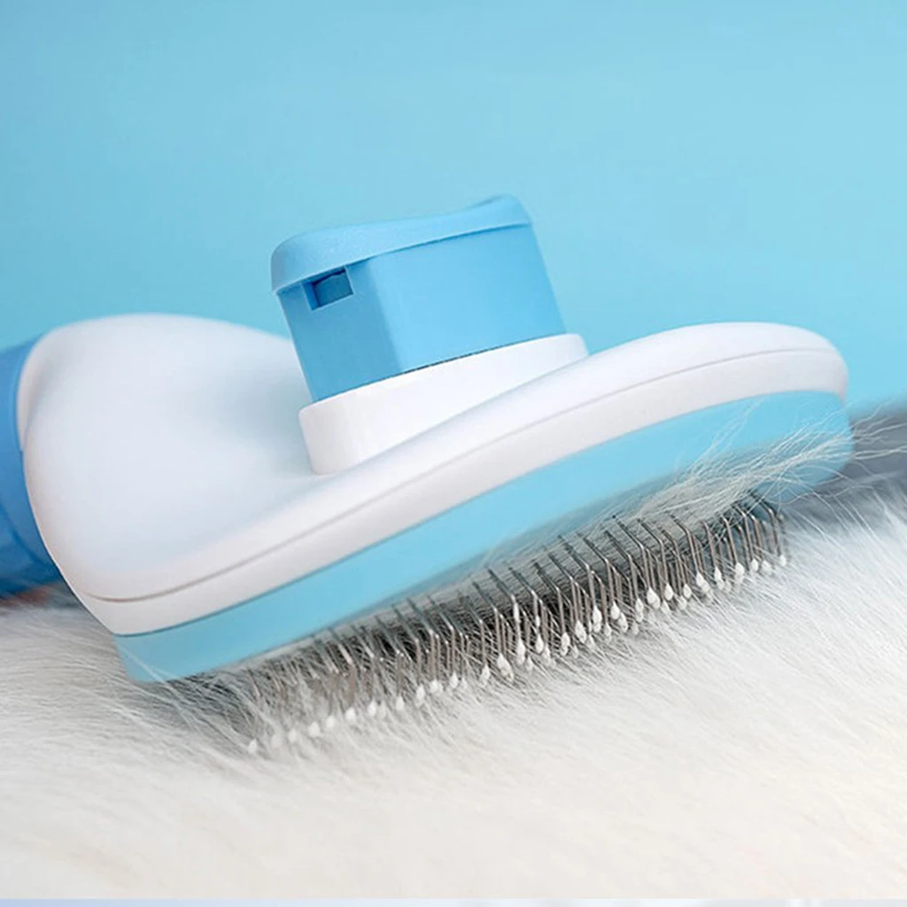 Dog Neat Slicker Grooming Brush Professional Self Cleaning Button Strong Blue
